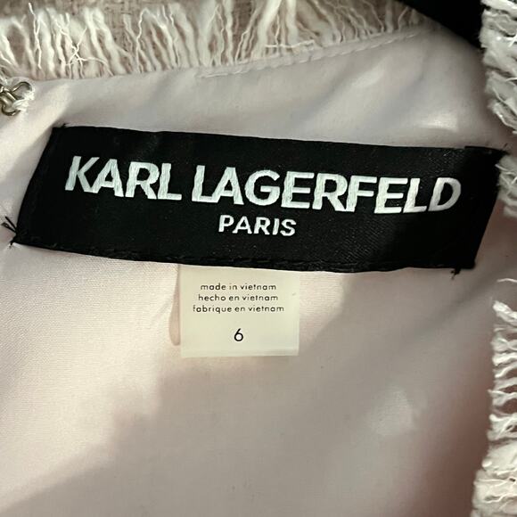 Karl Lagerfeld Paris Pink Tweed Shift Dress with Front Pockets Size 6 - Picture 7 of 10